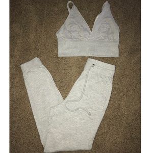 Matching bralette and high waist jogger set